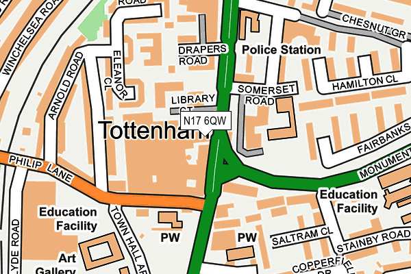 N17 6QW map - OS OpenMap – Local (Ordnance Survey) N17 6QW map - OS OpenMap – Local (Ordnance Survey)