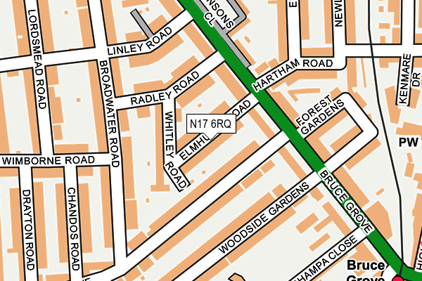 N17 6RQ map - OS OpenMap – Local (Ordnance Survey) N17 6RQ map - OS OpenMap – Local (Ordnance Survey)