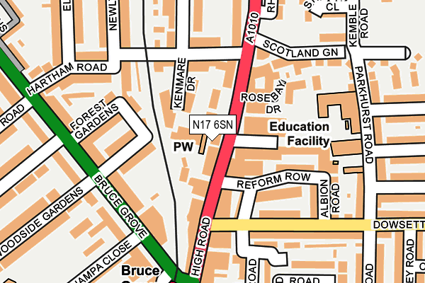 N17 6SN map - OS OpenMap – Local (Ordnance Survey) N17 6SN map - OS OpenMap – Local (Ordnance Survey)