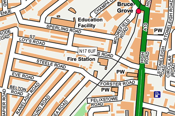 N17 6UF map - OS OpenMap – Local (Ordnance Survey) N17 6UF map - OS OpenMap – Local (Ordnance Survey)