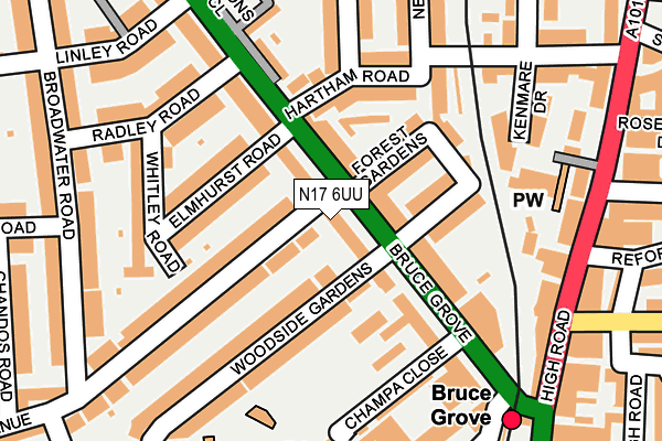N17 6UU map - OS OpenMap – Local (Ordnance Survey) N17 6UU map - OS OpenMap – Local (Ordnance Survey)