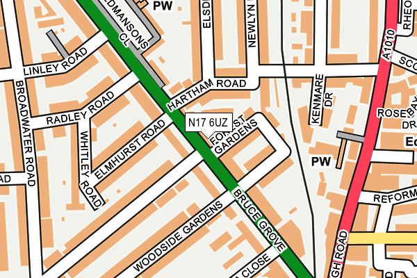 N17 6UZ map - OS OpenMap – Local (Ordnance Survey) N17 6UZ map - OS OpenMap – Local (Ordnance Survey)