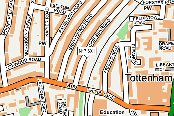 N17 6XH map - OS OpenMap – Local (Ordnance Survey)