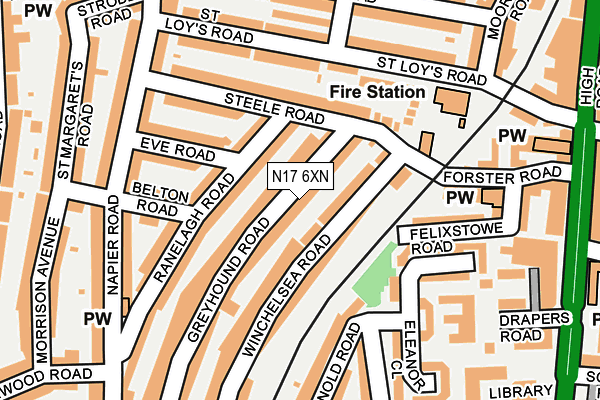 N17 6XN map - OS OpenMap – Local (Ordnance Survey) N17 6XN map - OS OpenMap – Local (Ordnance Survey)