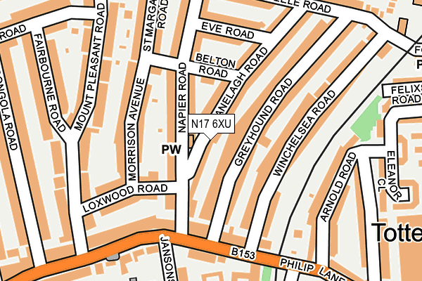 N17 6XU map - OS OpenMap – Local (Ordnance Survey)