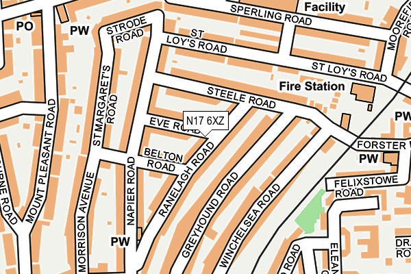N17 6XZ map - OS OpenMap – Local (Ordnance Survey) N17 6XZ map - OS OpenMap – Local (Ordnance Survey)