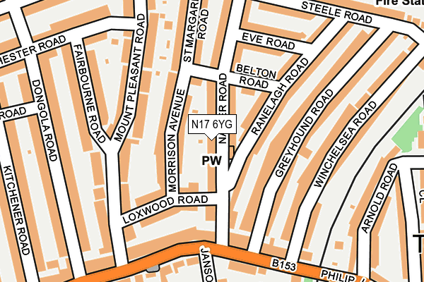 N17 6YG map - OS OpenMap – Local (Ordnance Survey)