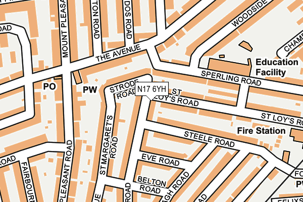 N17 6YH map - OS OpenMap – Local (Ordnance Survey) N17 6YH map - OS OpenMap – Local (Ordnance Survey)