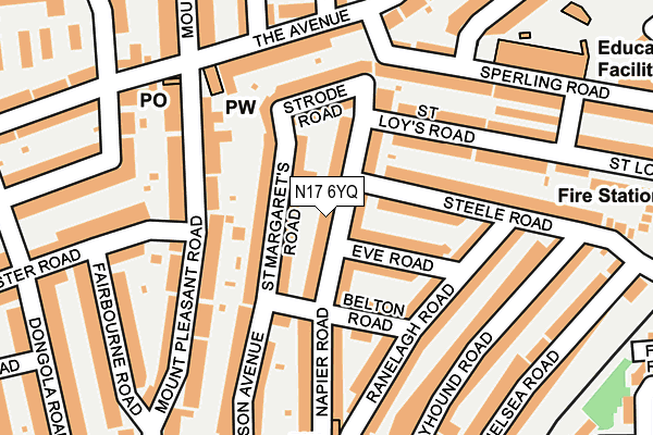 N17 6YQ map - OS OpenMap – Local (Ordnance Survey) N17 6YQ map - OS OpenMap – Local (Ordnance Survey)
