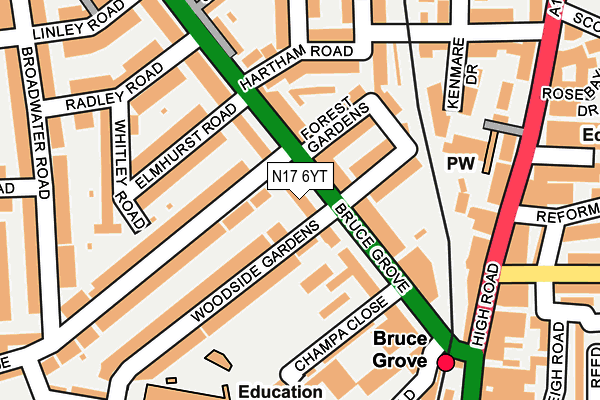 N17 6YT map - OS OpenMap – Local (Ordnance Survey) N17 6YT map - OS OpenMap – Local (Ordnance Survey)