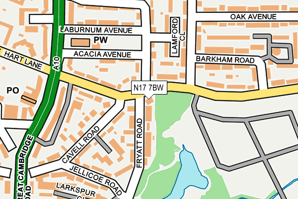 N17 7BW map - OS OpenMap – Local (Ordnance Survey) N17 7BW map - OS OpenMap – Local (Ordnance Survey)