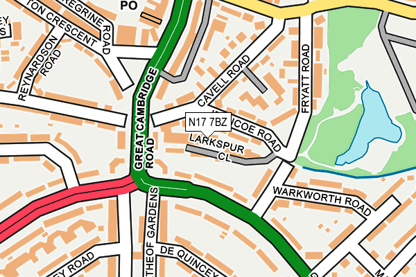 N17 7BZ map - OS OpenMap – Local (Ordnance Survey) N17 7BZ map - OS OpenMap – Local (Ordnance Survey)