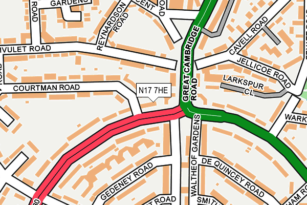 N17 7HE map - OS OpenMap – Local (Ordnance Survey) N17 7HE map - OS OpenMap – Local (Ordnance Survey)
