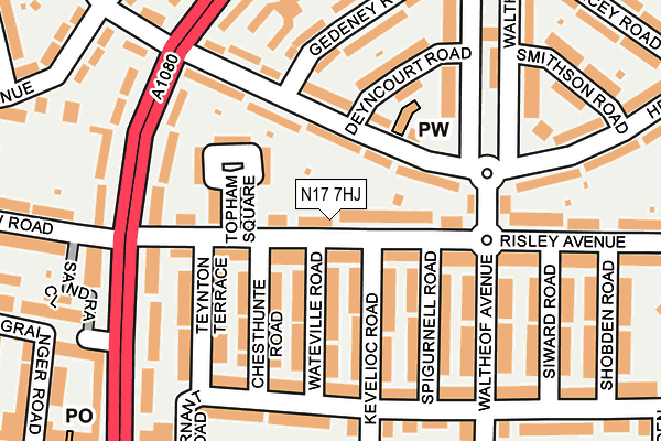 N17 7HJ map - OS OpenMap – Local (Ordnance Survey) N17 7HJ map - OS OpenMap – Local (Ordnance Survey)