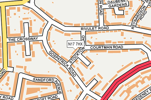 N17 7HX map - OS OpenMap – Local (Ordnance Survey) N17 7HX map - OS OpenMap – Local (Ordnance Survey)