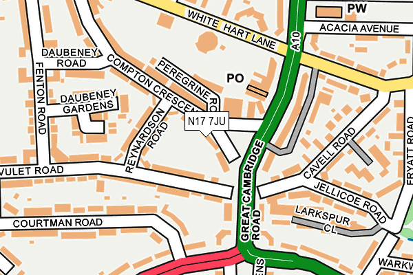 N17 7JU map - OS OpenMap – Local (Ordnance Survey) N17 7JU map - OS OpenMap – Local (Ordnance Survey)