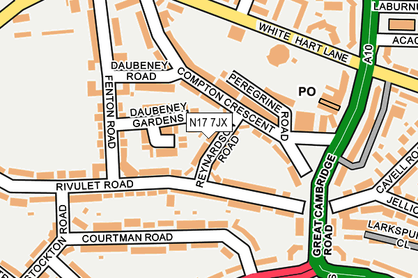 N17 7JX map - OS OpenMap – Local (Ordnance Survey) N17 7JX map - OS OpenMap – Local (Ordnance Survey)