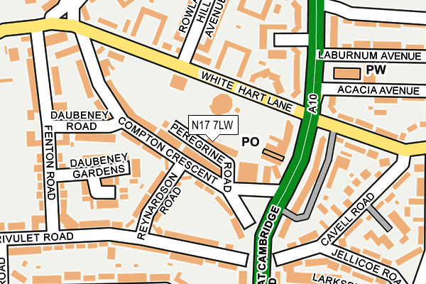 N17 7LW map - OS OpenMap – Local (Ordnance Survey) N17 7LW map - OS OpenMap – Local (Ordnance Survey)