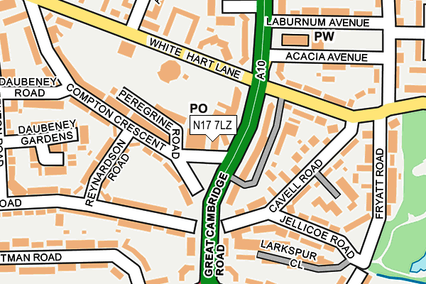 N17 7LZ map - OS OpenMap – Local (Ordnance Survey) N17 7LZ map - OS OpenMap – Local (Ordnance Survey)