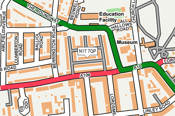 N17 7QP map - OS OpenMap – Local (Ordnance Survey) N17 7QP map - OS OpenMap – Local (Ordnance Survey)
