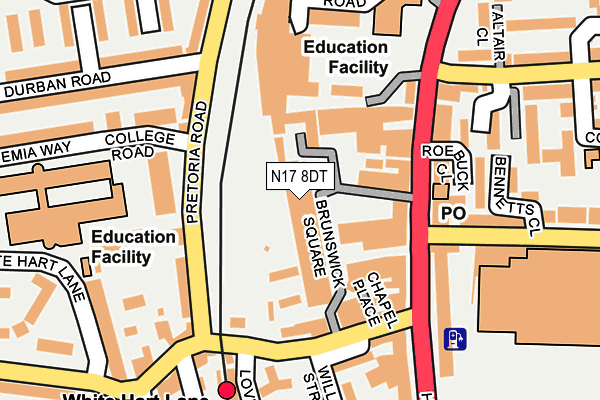 N17 8DT map - OS OpenMap – Local (Ordnance Survey) N17 8DT map - OS OpenMap – Local (Ordnance Survey)