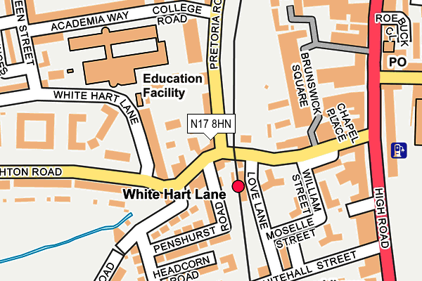 N17 8HN map - OS OpenMap – Local (Ordnance Survey) N17 8HN map - OS OpenMap – Local (Ordnance Survey)