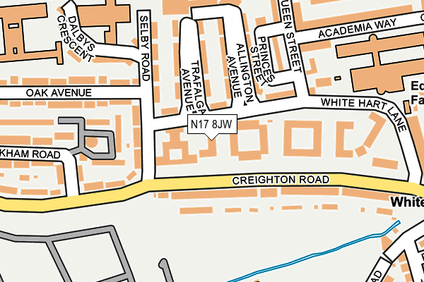 N17 8JW map - OS OpenMap – Local (Ordnance Survey) N17 8JW map - OS OpenMap – Local (Ordnance Survey)