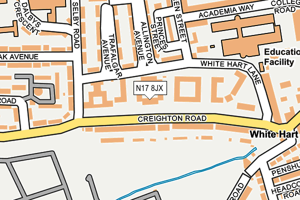 N17 8JX map - OS OpenMap – Local (Ordnance Survey) N17 8JX map - OS OpenMap – Local (Ordnance Survey)
