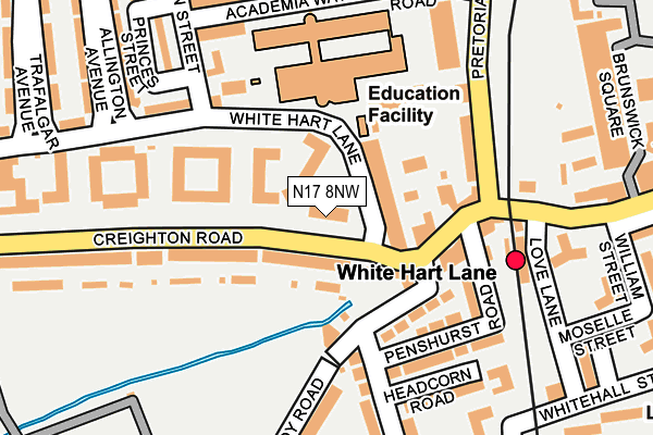 N17 8NW map - OS OpenMap – Local (Ordnance Survey) N17 8NW map - OS OpenMap – Local (Ordnance Survey)