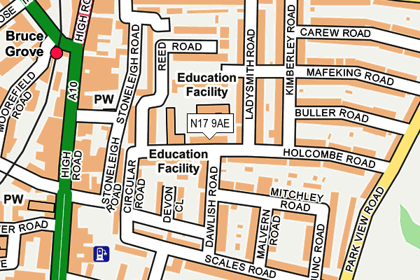 N17 9AE map - OS OpenMap – Local (Ordnance Survey) N17 9AE map - OS OpenMap – Local (Ordnance Survey)