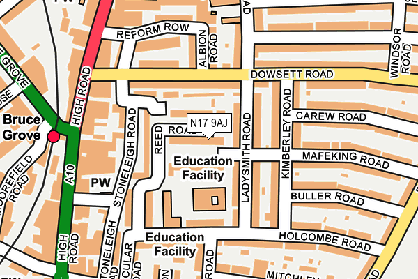N17 9AJ map - OS OpenMap – Local (Ordnance Survey) N17 9AJ map - OS OpenMap – Local (Ordnance Survey)
