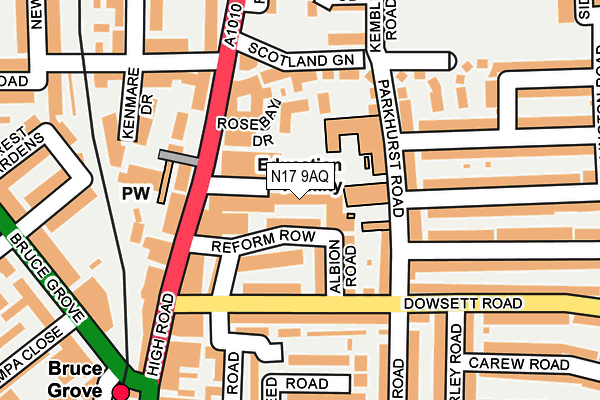 N17 9AQ map - OS OpenMap – Local (Ordnance Survey) N17 9AQ map - OS OpenMap – Local (Ordnance Survey)