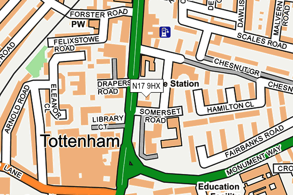 N17 9HX map - OS OpenMap – Local (Ordnance Survey) N17 9HX map - OS OpenMap – Local (Ordnance Survey)