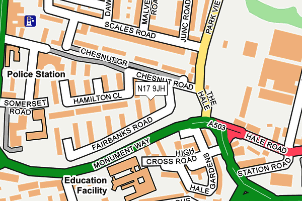 N17 9JH map - OS OpenMap – Local (Ordnance Survey)