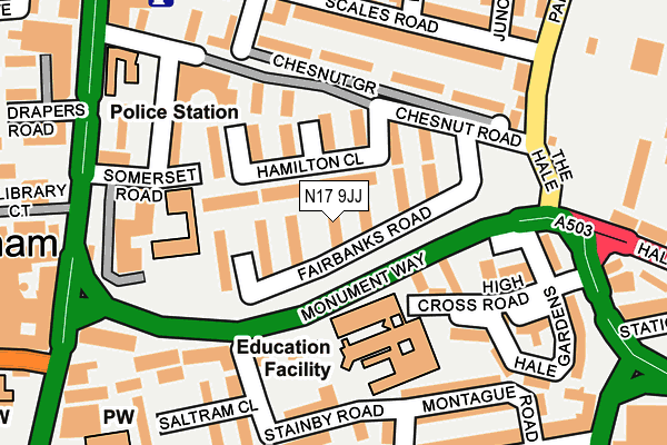 N17 9JJ map - OS OpenMap – Local (Ordnance Survey)