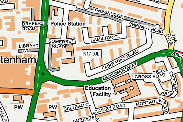 N17 9JL map - OS OpenMap – Local (Ordnance Survey) N17 9JL map - OS OpenMap – Local (Ordnance Survey)