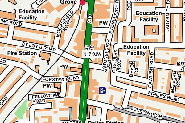 N17 9JW map - OS OpenMap – Local (Ordnance Survey) N17 9JW map - OS OpenMap – Local (Ordnance Survey)