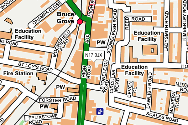 N17 9JX map - OS OpenMap – Local (Ordnance Survey) N17 9JX map - OS OpenMap – Local (Ordnance Survey)