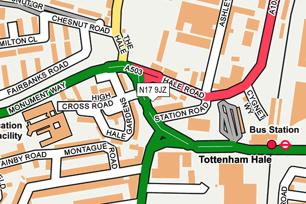 N17 9JZ map - OS OpenMap – Local (Ordnance Survey) N17 9JZ map - OS OpenMap – Local (Ordnance Survey)