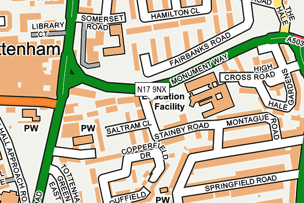 N17 9NX map - OS OpenMap – Local (Ordnance Survey) N17 9NX map - OS OpenMap – Local (Ordnance Survey)