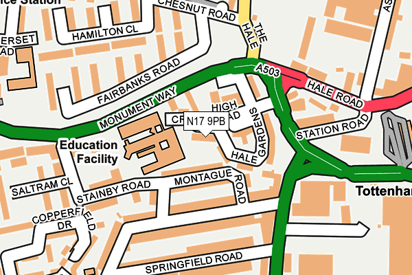N17 9PB map - OS OpenMap – Local (Ordnance Survey)