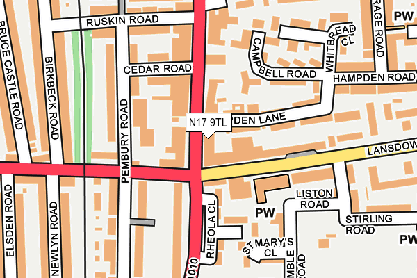 N17 9TL map - OS OpenMap – Local (Ordnance Survey) N17 9TL map - OS OpenMap – Local (Ordnance Survey)