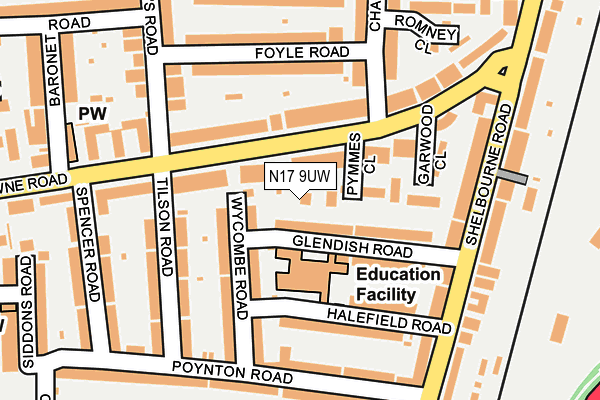 N17 9UW map - OS OpenMap – Local (Ordnance Survey) N17 9UW map - OS OpenMap – Local (Ordnance Survey)