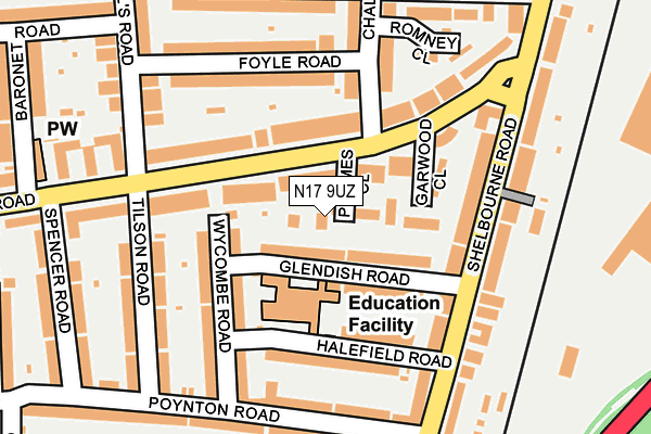 N17 9UZ map - OS OpenMap – Local (Ordnance Survey) N17 9UZ map - OS OpenMap – Local (Ordnance Survey)