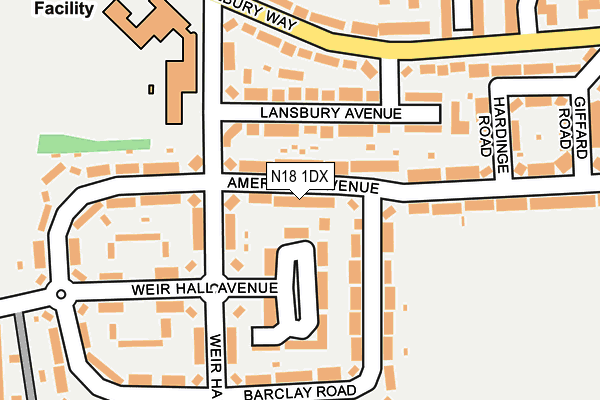 N18 1DX map - OS OpenMap – Local (Ordnance Survey) N18 1DX map - OS OpenMap – Local (Ordnance Survey)