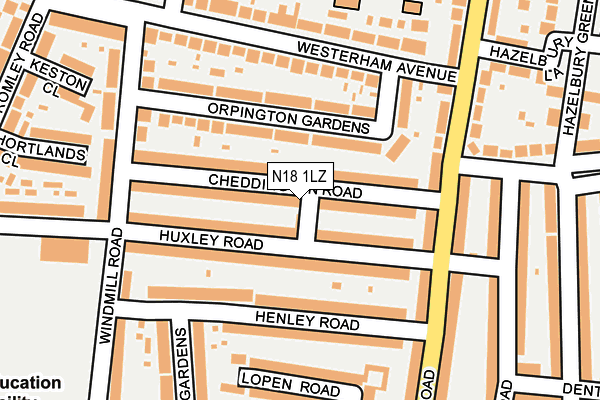 N18 1LZ map - OS OpenMap – Local (Ordnance Survey) N18 1LZ map - OS OpenMap – Local (Ordnance Survey)