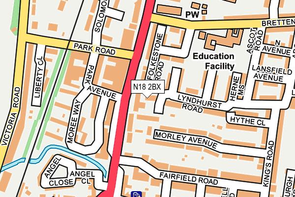 N18 2BX map - OS OpenMap – Local (Ordnance Survey) N18 2BX map - OS OpenMap – Local (Ordnance Survey)