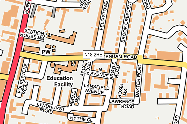 N18 2HE map - OS OpenMap – Local (Ordnance Survey) N18 2HE map - OS OpenMap – Local (Ordnance Survey)