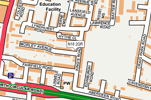 N18 2QR map - OS OpenMap – Local (Ordnance Survey) N18 2QR map - OS OpenMap – Local (Ordnance Survey)