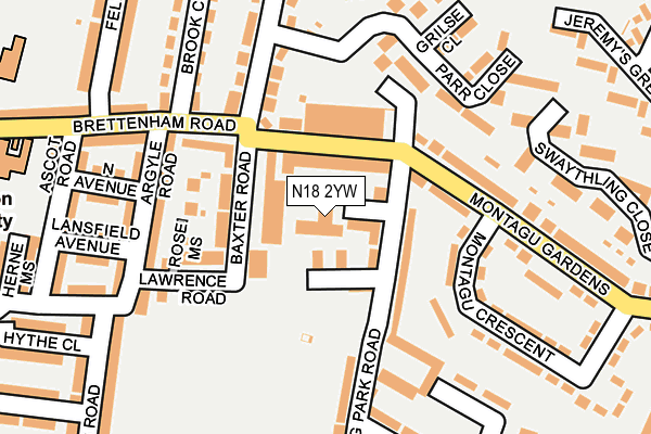 N18 2YW map - OS OpenMap – Local (Ordnance Survey) N18 2YW map - OS OpenMap – Local (Ordnance Survey)